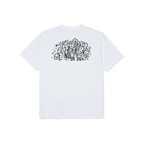embroidered logo 3 4 sleeves pullover T-Shirts Men White