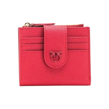 PINKO LOVE Series Cow Leather Wallet Women's Coral Red