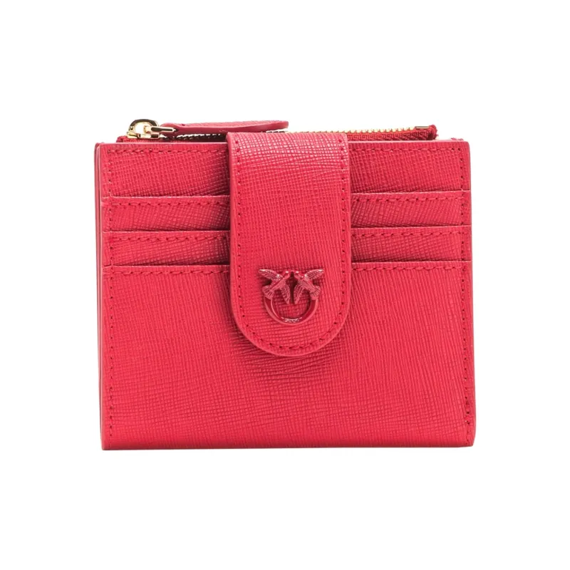 PINKO LOVE Series Cow Leather Wallet Women's Coral Red-0
