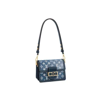 LOUIS VUITTON Dauphine Denim Daphne Handbag Shoulder Bag Women's Blue