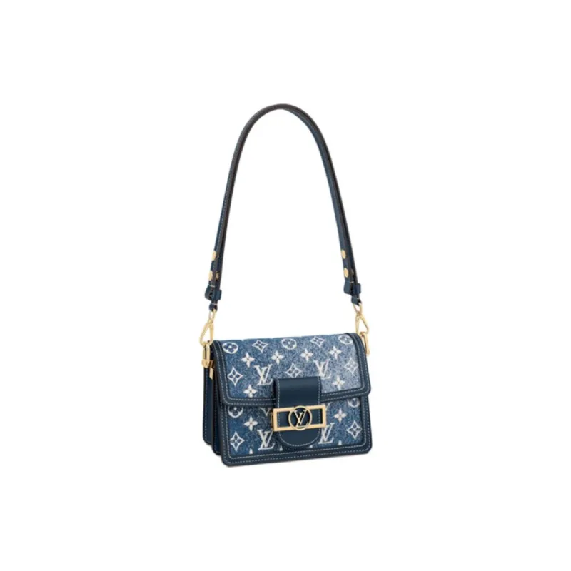 LOUIS VUITTON Dauphine Denim Daphne Handbag Shoulder Bag Women's Blue-0