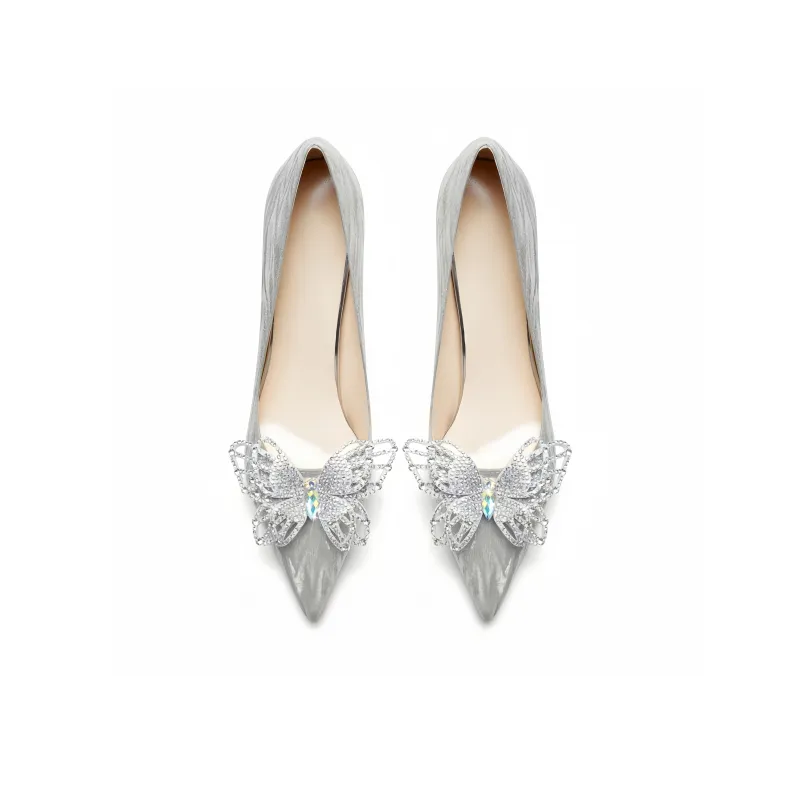 Crelinkxlat French Fairy Princess High Heels Women's Silver-2