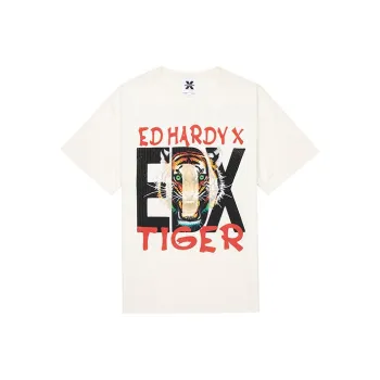 ED HARDY X T Shirts Unisex Ecru
