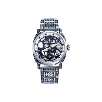 VRQ Automatic Mechanical Movement Steel Strap Watch Men's Watches Cut Out Dial