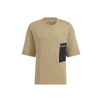 Adidas Drop Shoulder Sleeve T Shirt Unisex Khaki