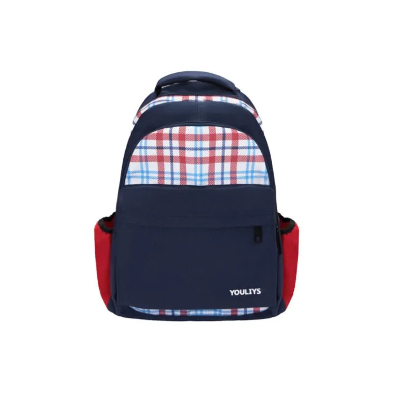 Yalu Nylon Fabric Backpack Regular Unisex Red/Navy Blue-3