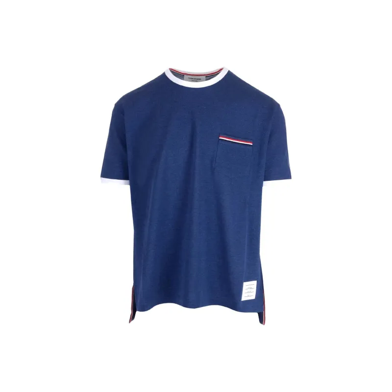 THOM BROWNE Stripe Trim Crewneck T Shirt-0