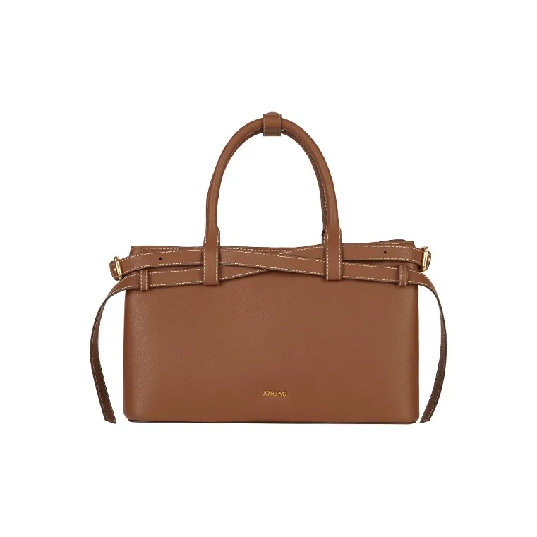 JONBAG Cow Leather Handbag Regular Women's Honey Brown/White-1