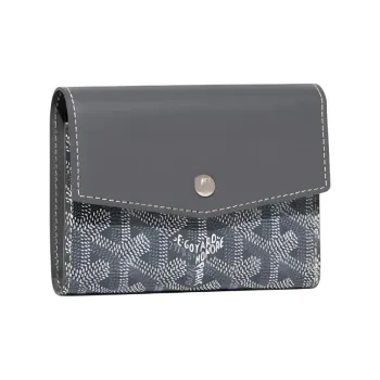 GOYARD Canvas With Calfskin Wallet Unisex Gray
