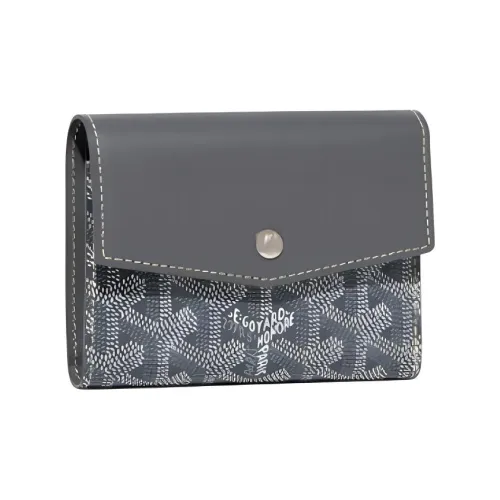 GOYARD Canvas With Calfskin Wallet Unisex Gray