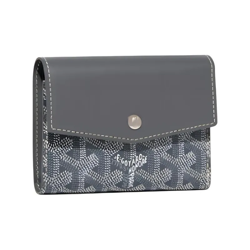 GOYARD Canvas With Calfskin Wallet Unisex Gray-0