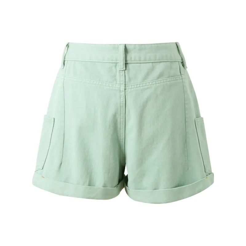 3COLOUR Denim Shorts Women's Mint Green-1