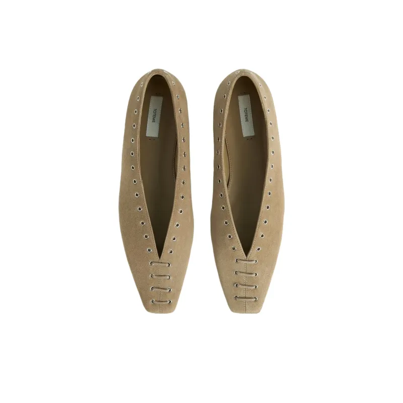 TOTEME Suede Ballet Flats Women's-3