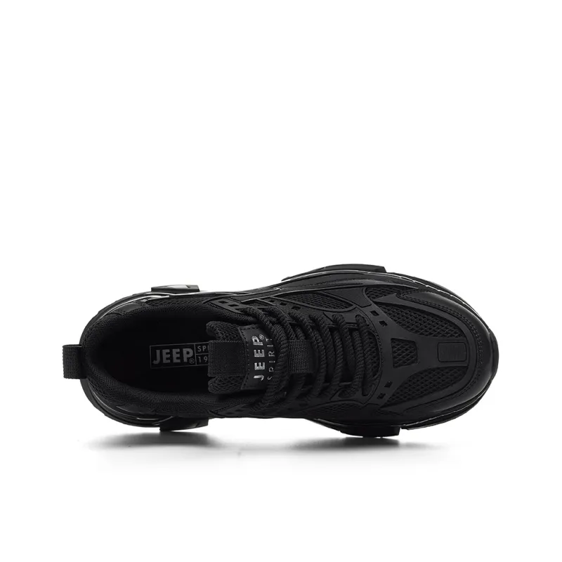 JEEP SPIRIT Slip-Resistant Low-Top Chunky Sneakers Men's Shiny World Black-11