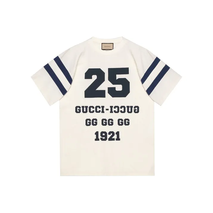 GUCCI SS21 Men Alphabet Pattern Loose Short Sleeve T-shirt White-0