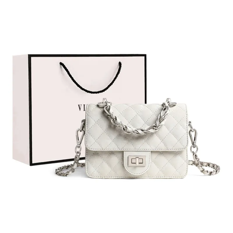 VINEY Cow Leather Shoulder Bag, Crossbody Bag Regular Women's Chinese Style White-0