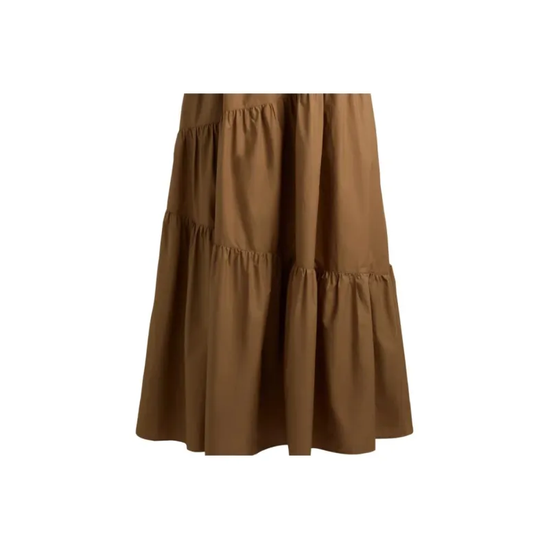 HUGO BOSS Maxi Dress In Cotton Poplin With Crossover Straps Slip Dresses Women's Brown-4