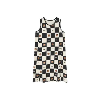 BONAS Nightgown Women's Black White Plaid