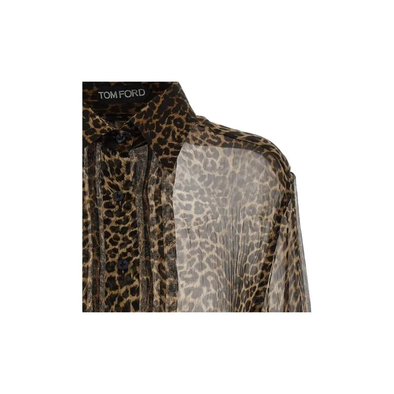 TOM FORD Leopard Printed Long Sleeved Shirt-6