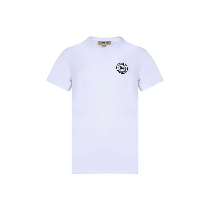 Burberry Embroidered Logo Cotton T shirt-0