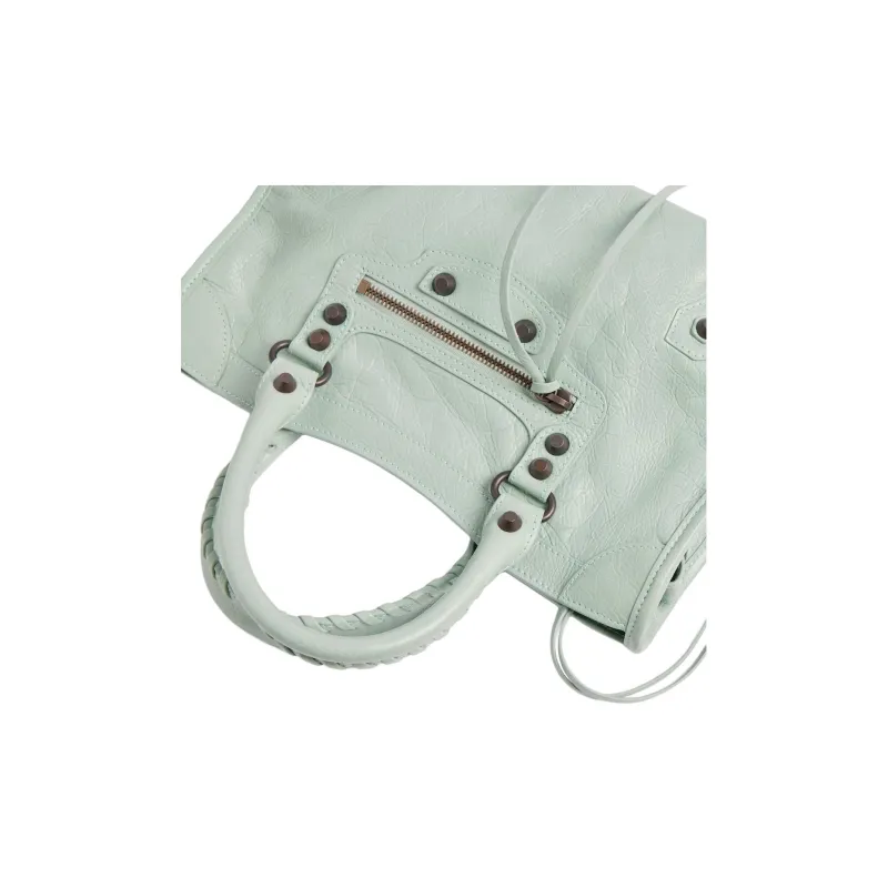 Balenciaga Le City Lambskin One Shoulder Handbags Small Size Women's Mineral Green-5