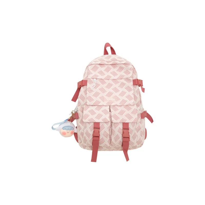 GEERDUN Nylon Backpack Regular Unisex Gray/Green/Blue/Pink/Beige-8