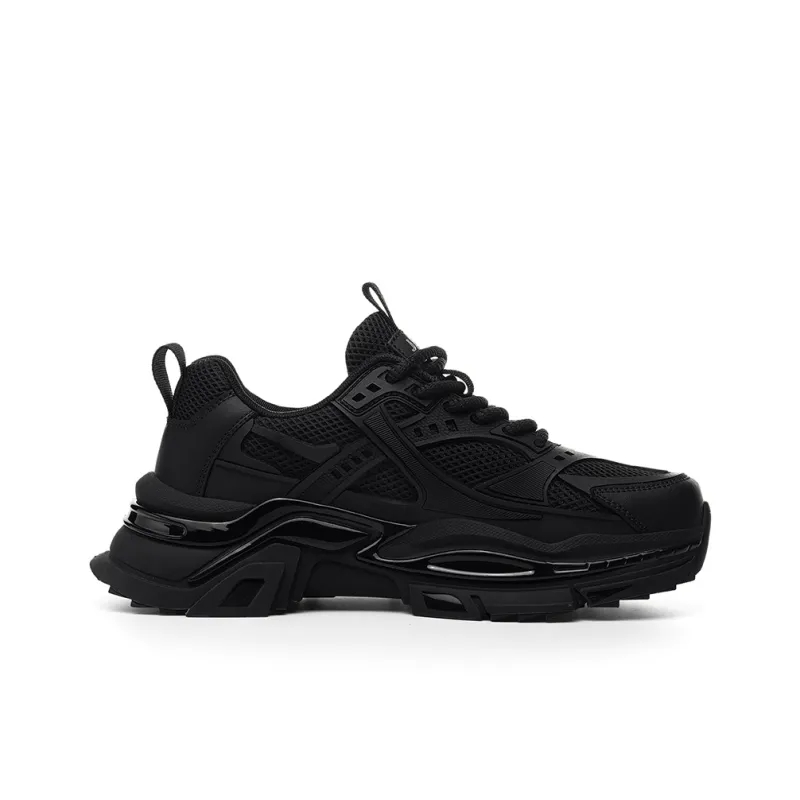 JEEP SPIRIT Slip-Resistant Low-Top Chunky Sneakers Men's Shiny World Black-8