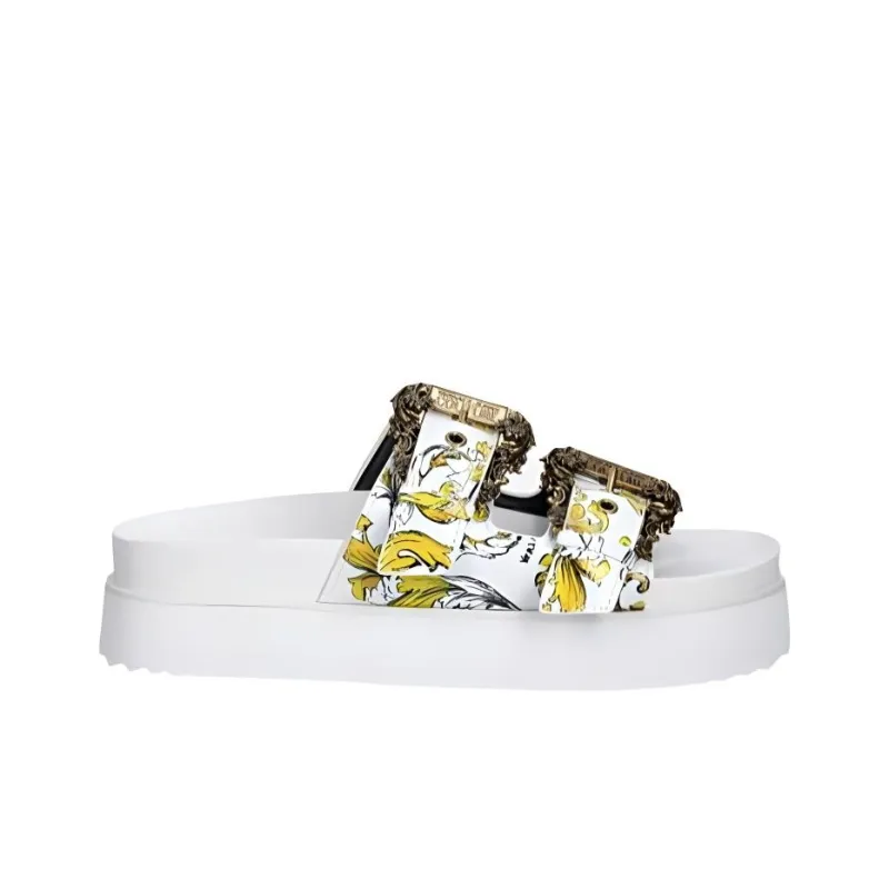 VERSACE JEANS Rubber Sole Slide Slippers Women's White-1