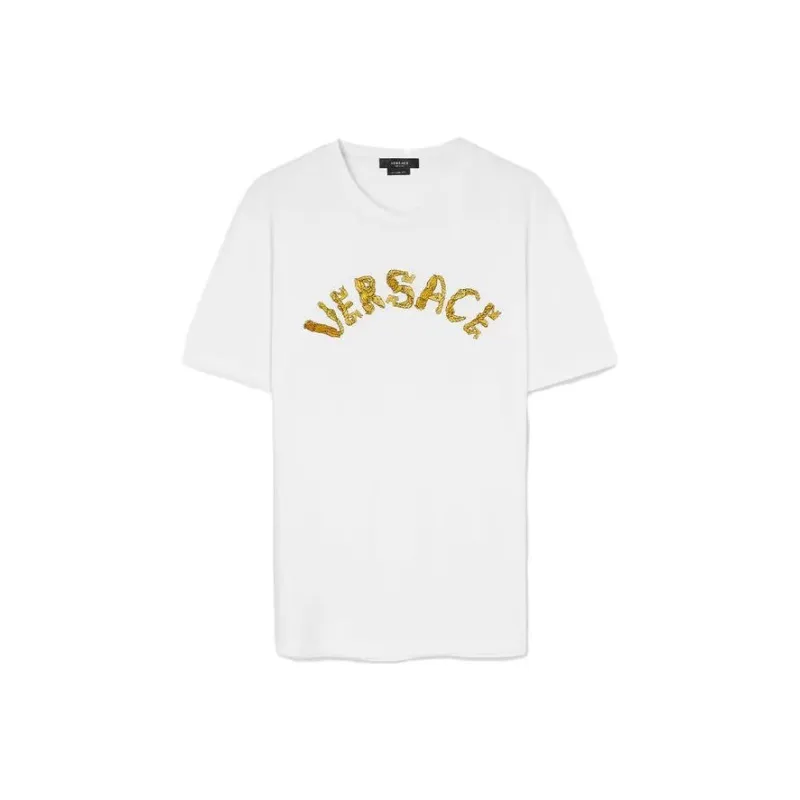 VERSACE Logo Embroidered Jersey T Shirt-0