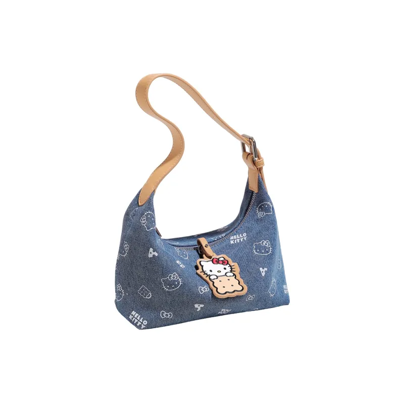 TOUTOU Hello Kitty Collaboration Hello Kitty Fabric Underarm Shoulder Bag Regular Women's Denim Blue-6