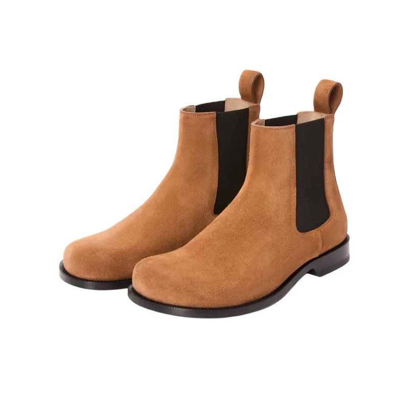 LOEWE Campo Short Chelsea Boots 3cm Men's Brown-2