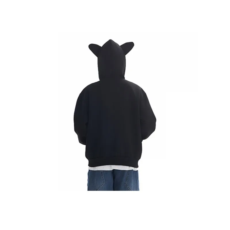 American Luxury Streetwear Loose Fit Plaid Cat Ear Hoodie Unisex-2