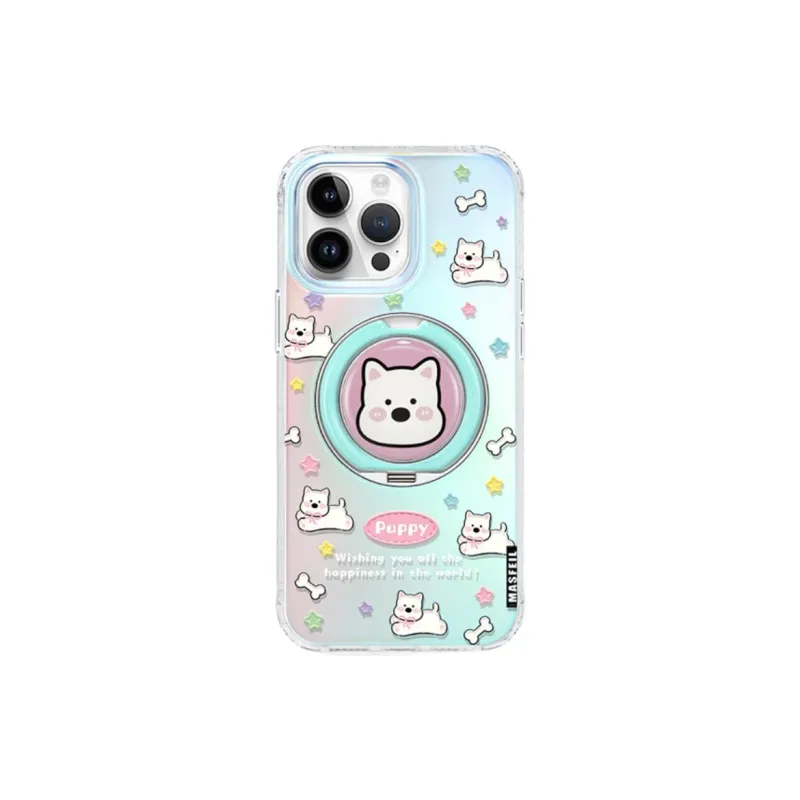 Marsfield TPU Material 360 Rotating Iridescent Pivot Shell Phone Cases Compatibility  Apple 16/15/14/13 Pro Cute Style-0
