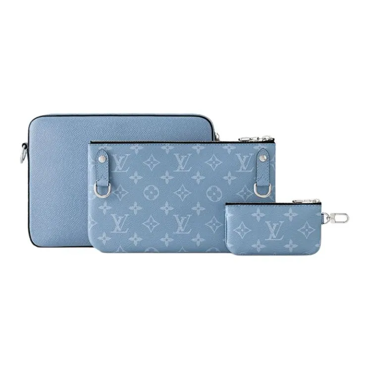 LOUIS VUITTON Trio Coated Canvas Messenger Bag Crossbody Bag Shoulder Bag Women's Sky Blue-3