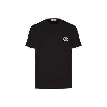 Valentino Logo Embroidered Crewneck T Shirt
