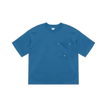 Bottega Veneta Solid Color Crew Neck Pullover Short Sleeved T Shirt Men's Blue