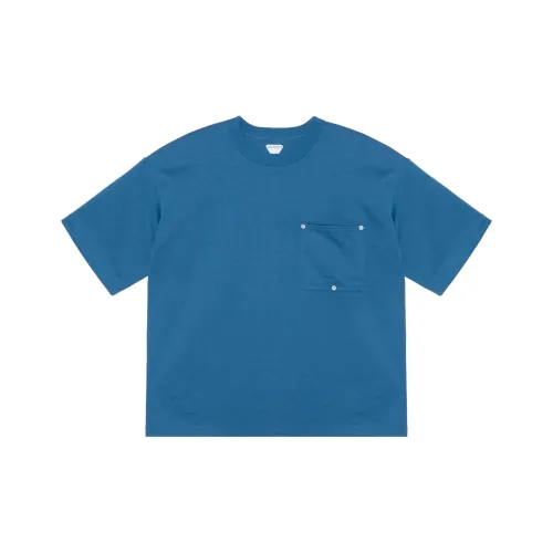 Bottega Veneta Solid Color Crew Neck Pullover Short Sleeved T Shirt Men's Blue