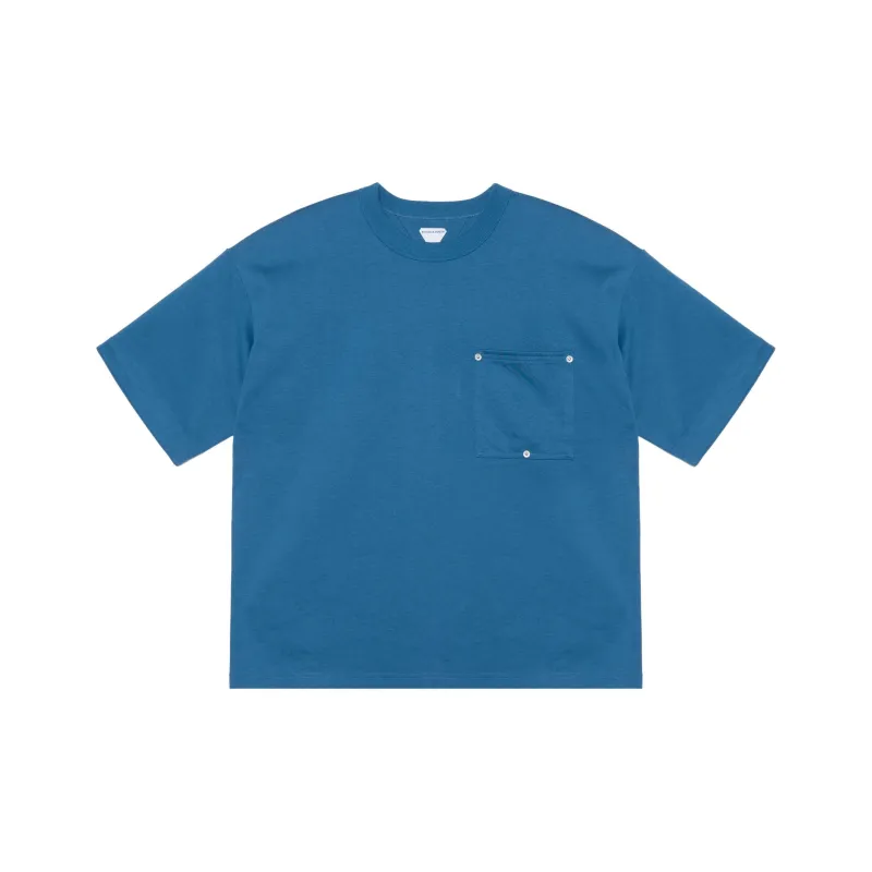 Bottega Veneta Solid Color Crew Neck Pullover Short Sleeved T Shirt Men's Blue-0