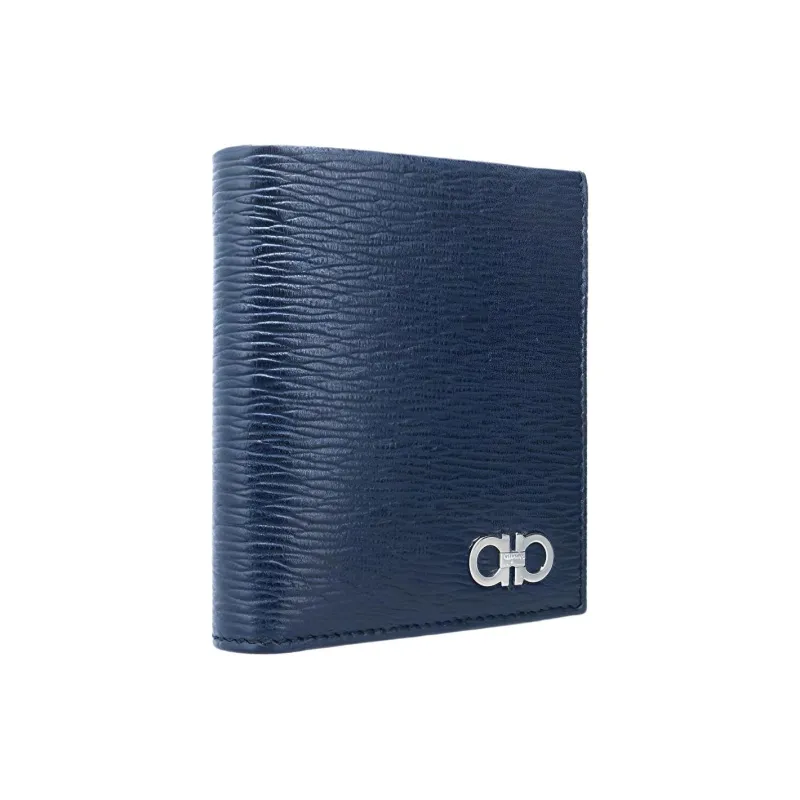 FERRAGAMO GANCINI Cow Leather Wallet, Card Holder Men's Black-1