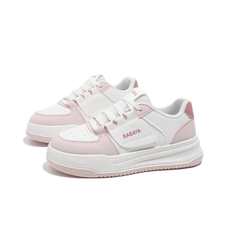 Babaya Anti Slip Wear Resistant Low Top Skateboard Shoes Women's Beige Pink-2