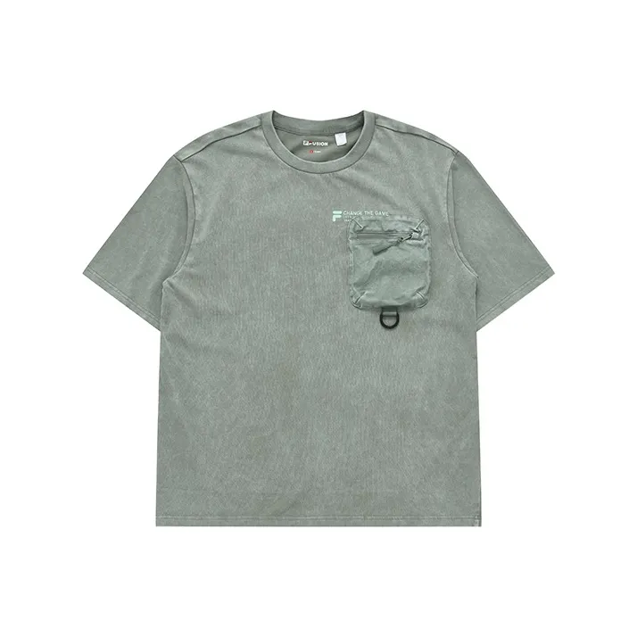 FILA FUSION Trending Street Series T Shirt Men's Army Fleece Green-0