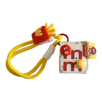 Beams Compatibility Airpods4/3/Pro/Pro2 Leather Three Dimensional M Bean Fun Fries Lanyard Headphone Cases