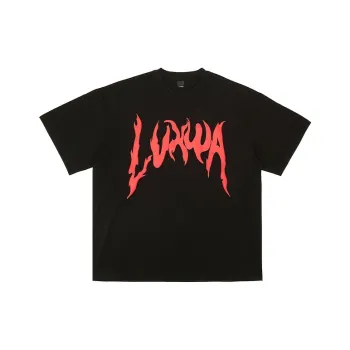LVXWA Crew Neck Loose Fit Straight Short Sleeved T Shirt Unisex Black