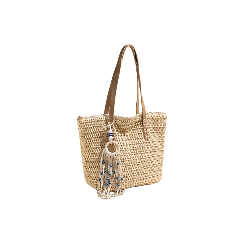 CinvaiKrose Straw Woven Tote Bag Shopping Bag Handbag Shoulder Bag Large Size Women's Multicolor-5