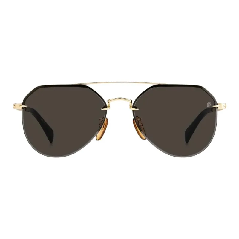 David Beckham Stainless Steel Metal Aviator Sunglasses Men's Gold-1