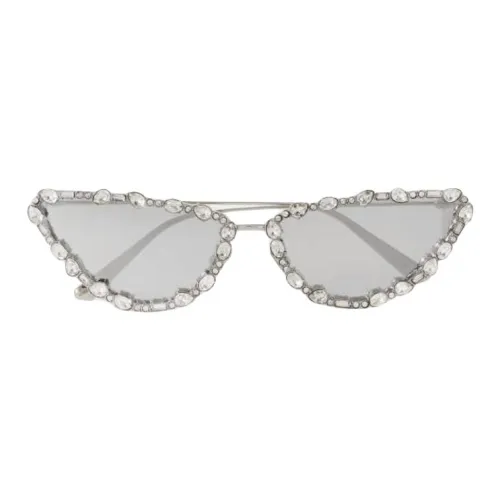 DIOR Metal Swarovski Crystal Cat Eye Sunglasses Women's Silver