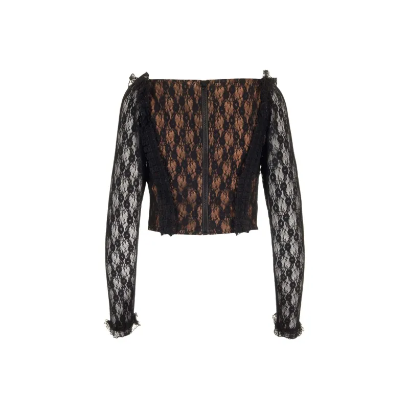 Self portrait X Christopher Kane Lace Ruffle Top-1