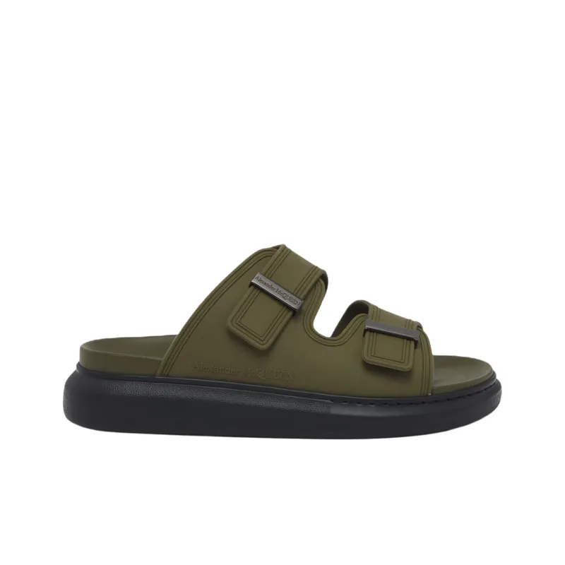 Alexander McQueen Hybrid Rubber Sole Odor Resistant Slide Slippers Men's Green-1
