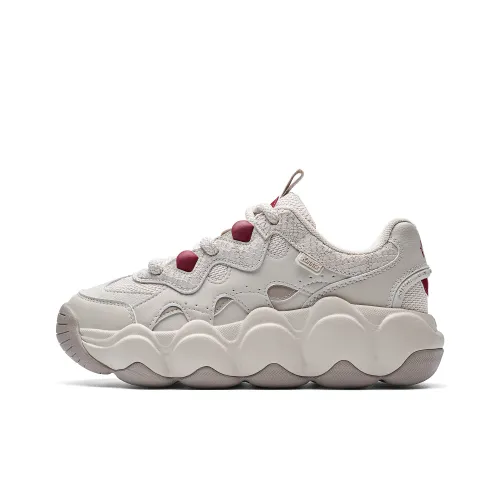 Kappa Anti Slip And Wear Resistant Height Increasing Low Top Chunky Sneakers Unisex Beige