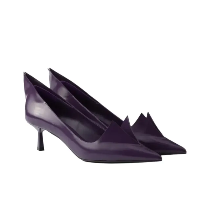 PRADA Slim Heel High Heels 5.5cm Women's Dark Purple-2